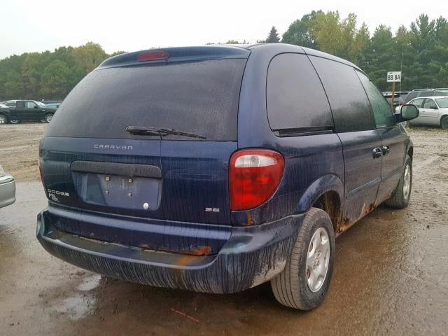 1D4GP25303B262461 - 2003 DODGE CARAVAN SE BLUE photo 4