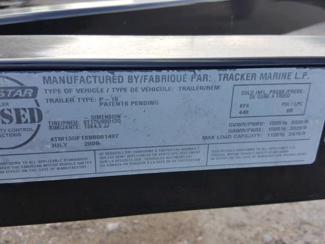 4TM13GF1X9B001497 - 2009 BOAT TRAILER BLACK photo 10