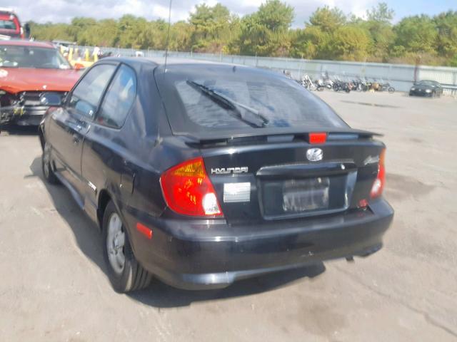 KMHCG35C04U289646 - 2004 HYUNDAI ACCENT GL BLACK photo 3