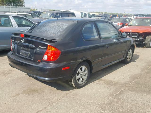 KMHCG35C04U289646 - 2004 HYUNDAI ACCENT GL BLACK photo 4