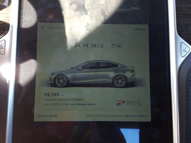 5YJSA1H12EFP39677 - 2014 TESLA MODEL S SILVER photo 8