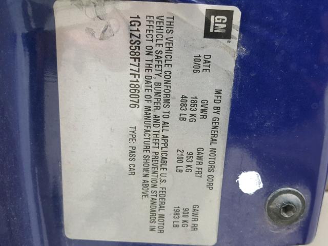 1G1ZS58F77F186076 - 2007 CHEVROLET MALIBU LS BLUE photo 10