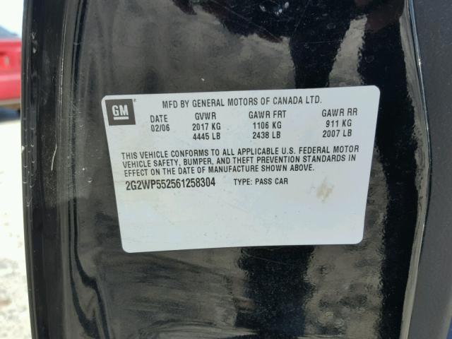 2G2WP552561258304 - 2006 PONTIAC GRAND PRIX BLACK photo 10