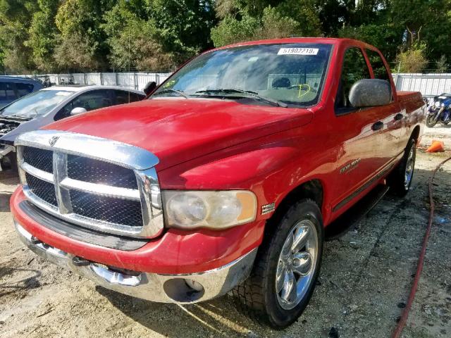 1D7HA18D25S339406 - 2005 DODGE RAM 1500 S RED photo 2