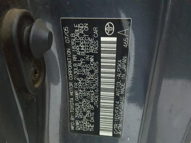 JTKDE167360078075 - 2006 TOYOTA SCION TC Mavi foto 10