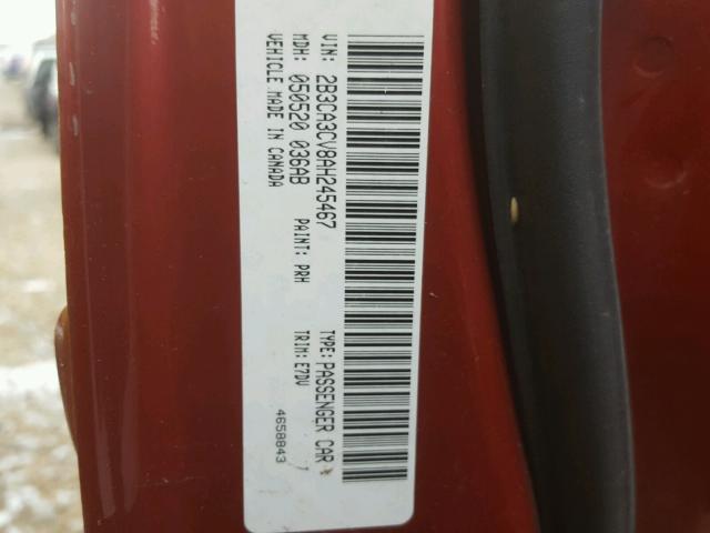 2B3CA3CV8AH245467 - 2010 DODGE CHARGER SX RED photo 10