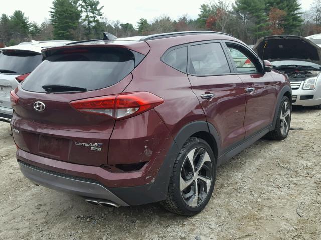 KM8J3CA27GU086905 - 2016 HYUNDAI TUCSON LIM BURGUNDY photo 4