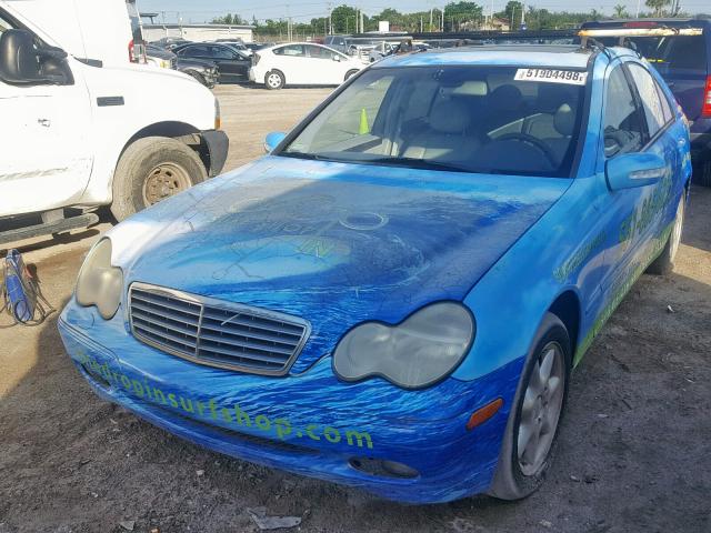 WDBRF61J22E005303 - 2002 MERCEDES-BENZ C 240 BLUE photo 2