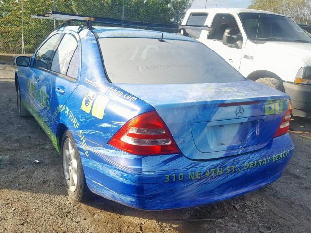 WDBRF61J22E005303 - 2002 MERCEDES-BENZ C 240 BLUE photo 3