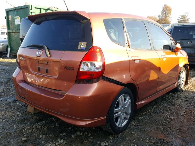 JHMGD38617S048522 - 2007 HONDA FIT S ORANGE photo 4