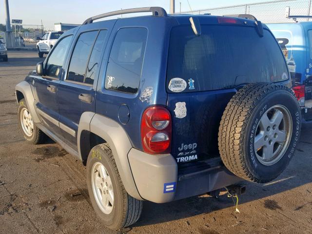 1J4GL48K35W515057 - 2005 JEEP LIBERTY SP BLUE photo 3