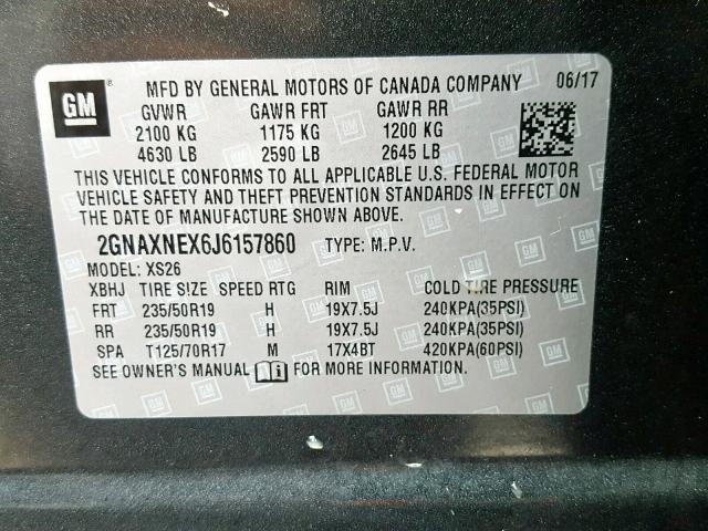 2GNAXNEX6J6157860 - 2018 CHEVROLET EQUINOX PR GRAY photo 10