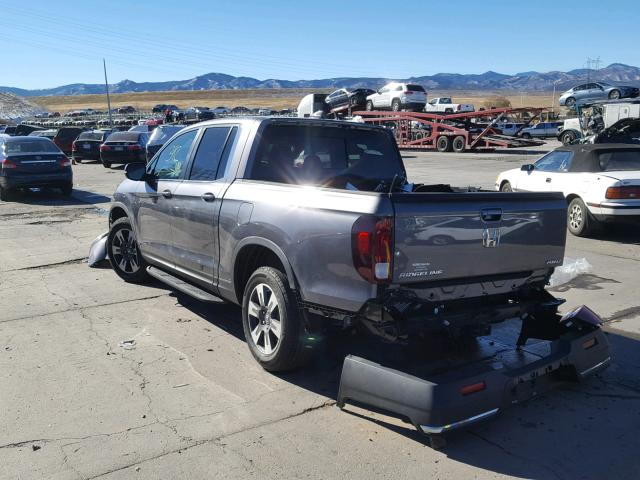 5FPYK3F67KB013818 - 2019 HONDA RIDGELINE GRAY photo 3