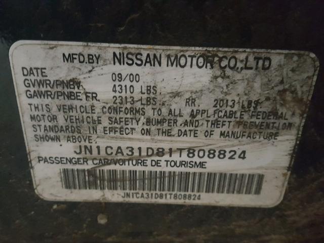 JN1CA31D81T808824 - 2001 NISSAN MAXIMA GXE GREEN photo 10