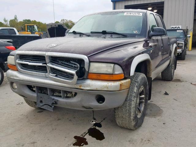 1D7HG48N34S740258 - 2004 DODGE DAKOTA QUA BURGUNDY photo 2