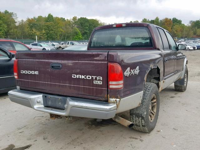 1D7HG48N34S740258 - 2004 DODGE DAKOTA QUA BURGUNDY photo 4