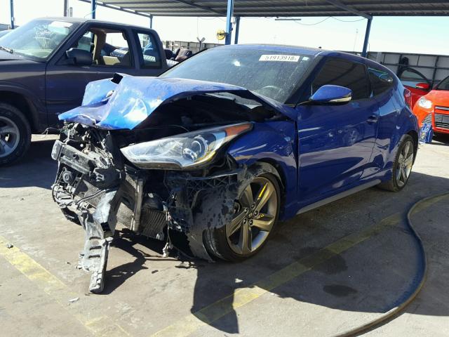 KMHTC6AE0DU154333 - 2013 HYUNDAI VELOSTER T BLUE photo 2