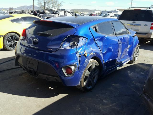 KMHTC6AE0DU154333 - 2013 HYUNDAI VELOSTER T BLUE photo 4