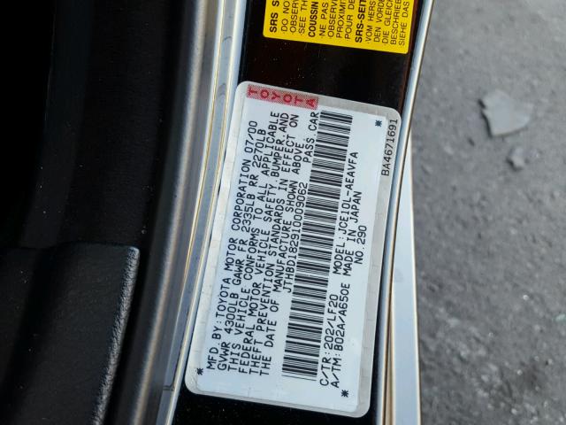 JTHBD182910009062 - 2001 LEXUS IS 300 BLACK photo 10