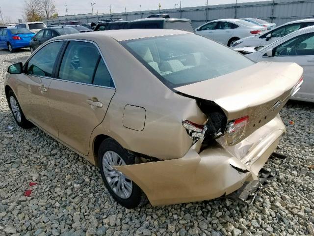 4T1BF1FK3CU033394 - 2012 TOYOTA CAMRY BASE GOLD photo 3