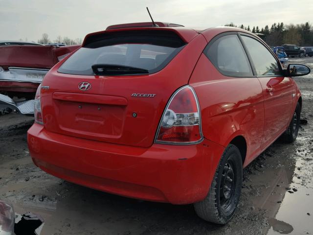 KMHCN35C17U040265 - 2007 HYUNDAI ACCENT BAS RED photo 4