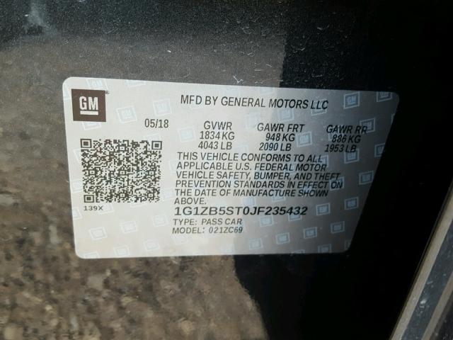 1G1ZB5ST0JF235432 - 2018 CHEVROLET MALIBU LS Boz foto 10