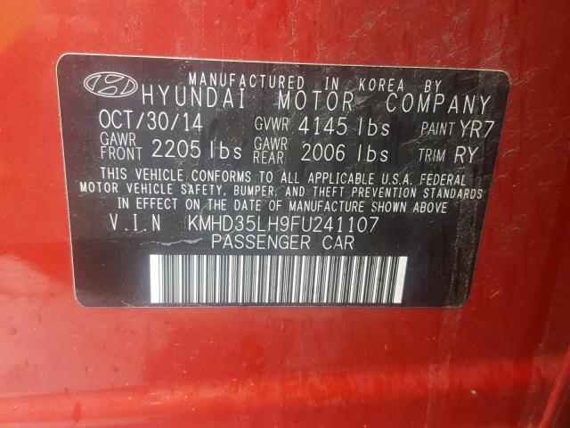 KMHD35LH9FU241107 - 2015 HYUNDAI ELANTRA GT RED photo 10