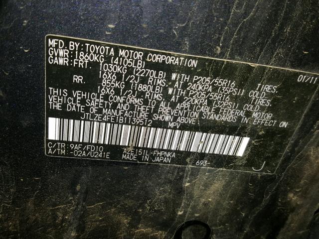 JTLZE4FE1B1139512 - 2011 TOYOTA SCION XB Mavi foto 10