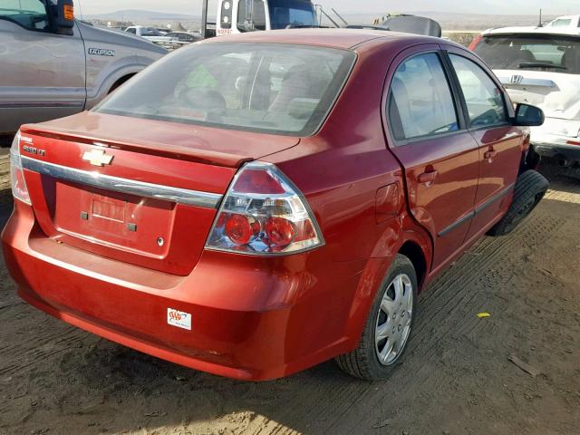 KL1TG5DE4AB107819 - 2010 CHEVROLET AVEO LT RED photo 4