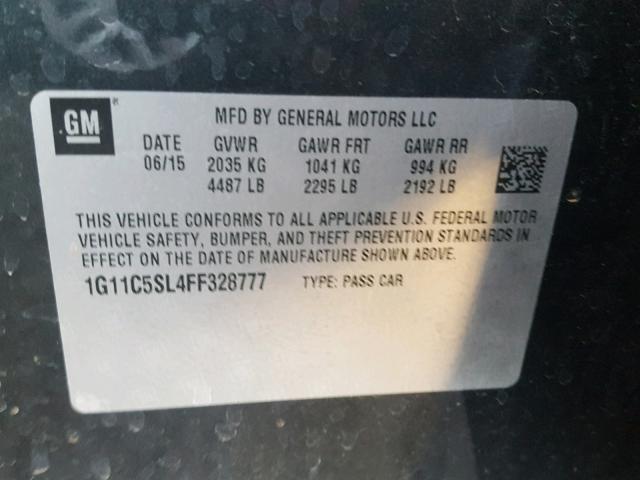 1G11C5SL4FF328777 - 2015 CHEVROLET MALIBU 1LT CHARCOAL photo 10