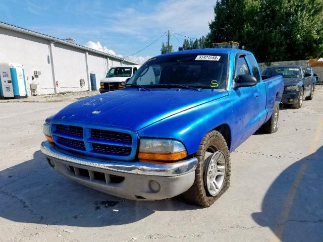 1B7GL22X11S297457 - 2001 DODGE DAKOTA BLUE photo 2