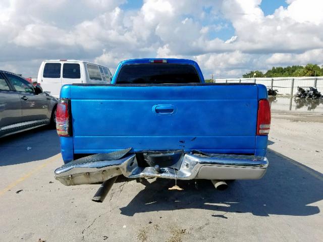 1B7GL22X11S297457 - 2001 DODGE DAKOTA BLUE photo 9