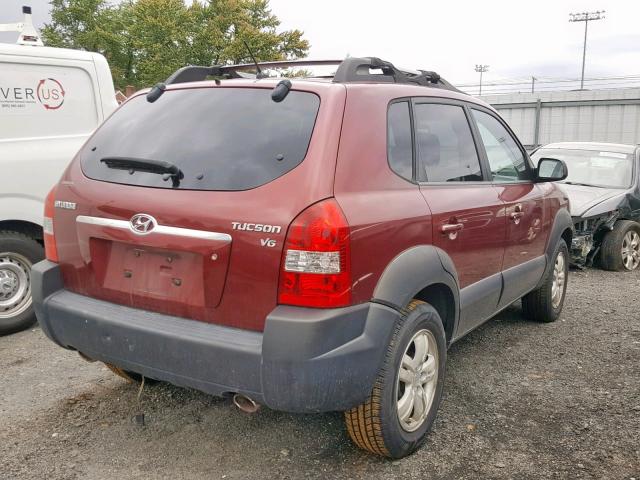 KM8JN12D67U586245 - 2007 HYUNDAI TUCSON SE MAROON photo 4