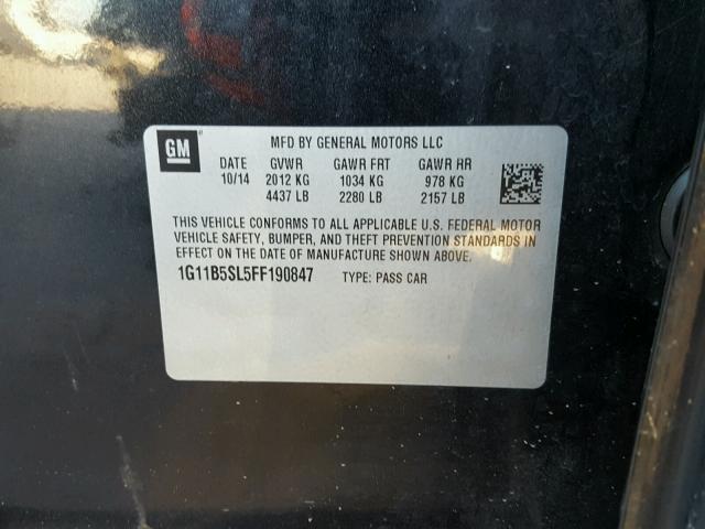 1G11B5SL5FF190847 - 2015 CHEVROLET MALIBU LS 黑色 照片 10