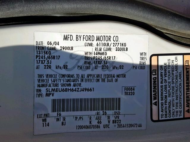 5LMEU68H64ZJ49661 - 2004 LINCOLN AVIATOR Ağ foto 10