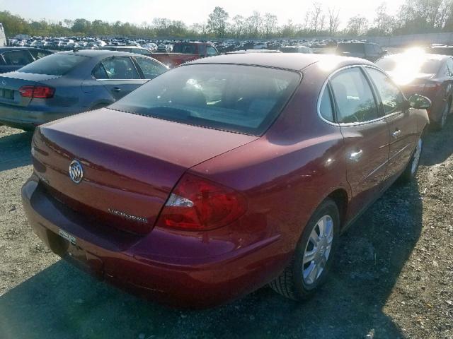 2G4WC532651292627 - 2005 BUICK LACROSSE C RED photo 4