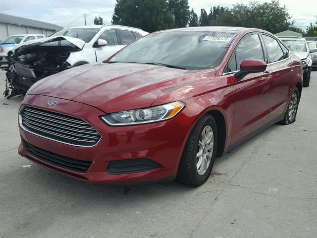 3FA6P0G71FR231609 - 2015 FORD FUSION S RED photo 2