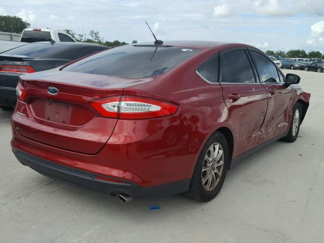 3FA6P0G71FR231609 - 2015 FORD FUSION S RED photo 4