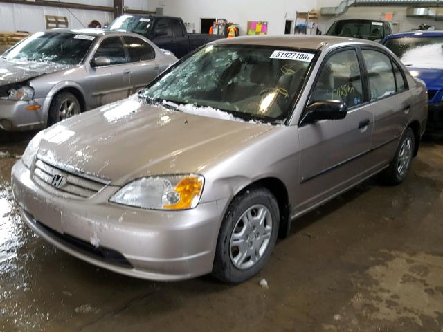 2HGES16142H913267 - 2002 HONDA CIVIC DX GOLD photo 2