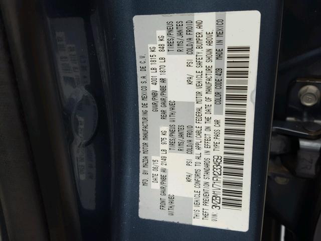 3MZBM1V71FM233459 - 2015 MAZDA 3 TOURING BLUE photo 10