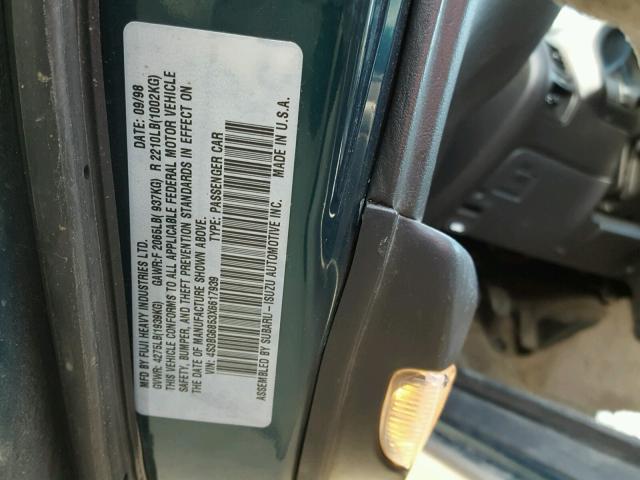 4S3BG6853X6617939 - 1999 SUBARU LEGACY OUT GREEN photo 10