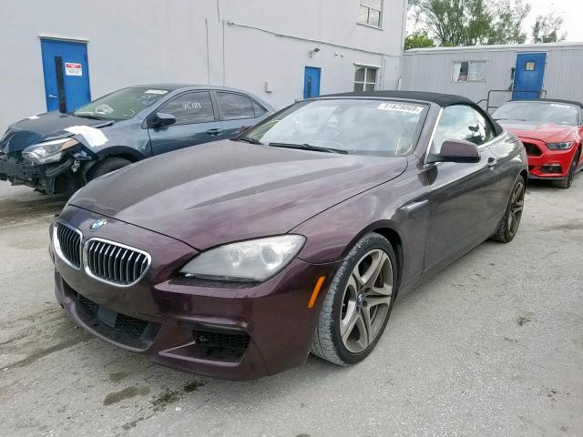 WBALZ3C54CDL72351 - 2012 BMW 650 I BURGUNDY photo 2