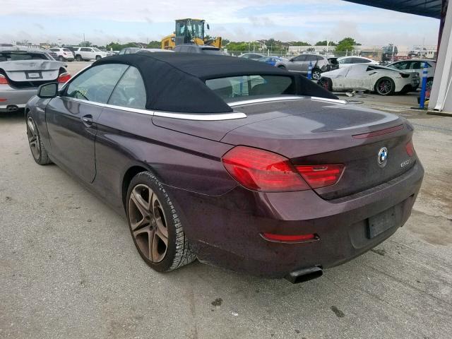 WBALZ3C54CDL72351 - 2012 BMW 650 I BURGUNDY photo 3