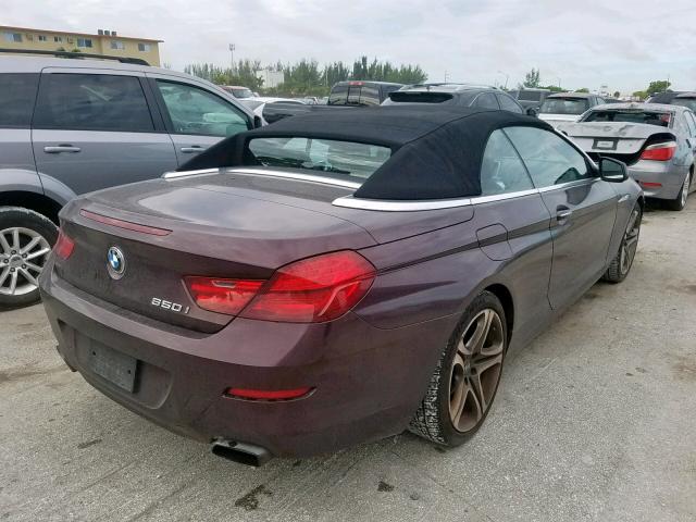 WBALZ3C54CDL72351 - 2012 BMW 650 I BURGUNDY photo 4