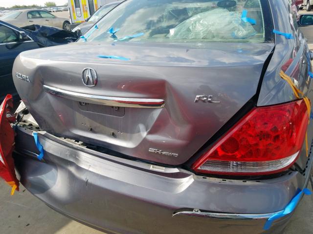 JH4KB16566C002532 - 2006 ACURA RL GRAY photo 9