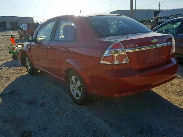 KL1TD56E39B324764 - 2009 CHEVROLET AVEO LS RED photo 3