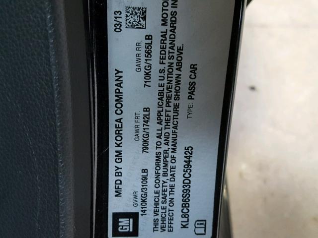 KL8CB6S93DC594425 - 2013 CHEVROLET SPARK LS BLACK photo 10