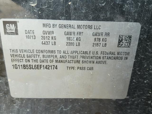 1G11B5SL6EF142174 - 2014 CHEVROLET MALIBU LS 黑色 照片 10