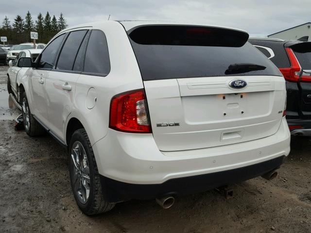 2FMDK3JCXEBB19889 - 2014 FORD EDGE SEL WHITE photo 3