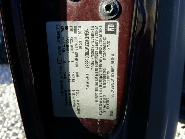 1GNDV23W78D158331 - 2008 CHEVROLET UPLANDER L Bordo foto 10